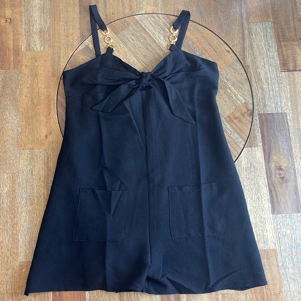 Stylish Black Romper with Gold Accents